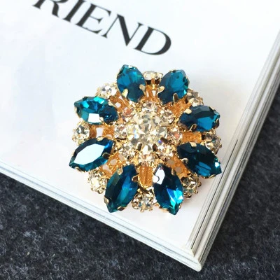 Blue Zircon Сплав норка Стразы пуговицы кожаные манжеты корсаж декоративная пряжка пальто куртки хрустальные пуговицы - Цвет: Blue Zircon