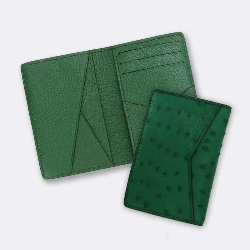 

Unisex Luxury Real Ostrich Skin Leather Credit Card Holder Men Bifold Card Holder Case For Business Use