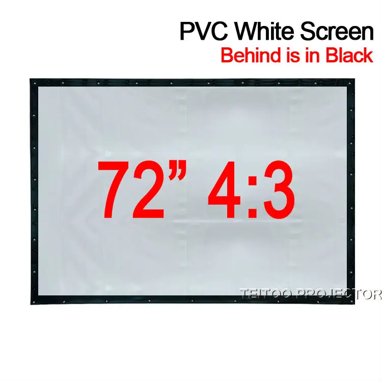 72 дюйма 4:3 портативный ПВХ мягкий черно белый экран для проектора с занавесом
