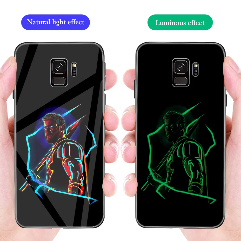Чехол для телефона ciciber для samsung Galaxy S10 S9 S8 S7 Note 10 9 8 Plus S10e S10+ Edge Марвел Капитан Америк светящееся закаленное стекло - Цвет: WM03763