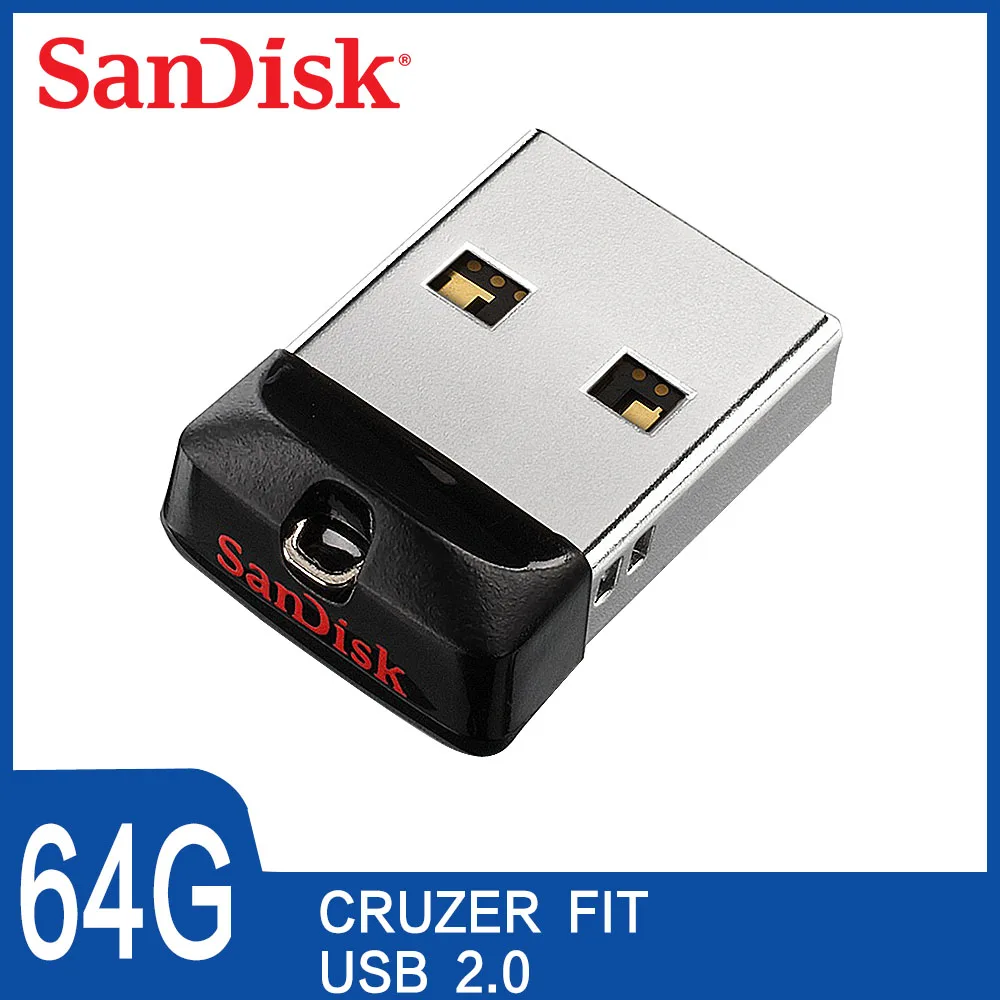 SanDisk мини накопитель 16 ГБ 32 64 USB 2 0 флеш карта памяти Cruzer Fit CZ33 автомобильная