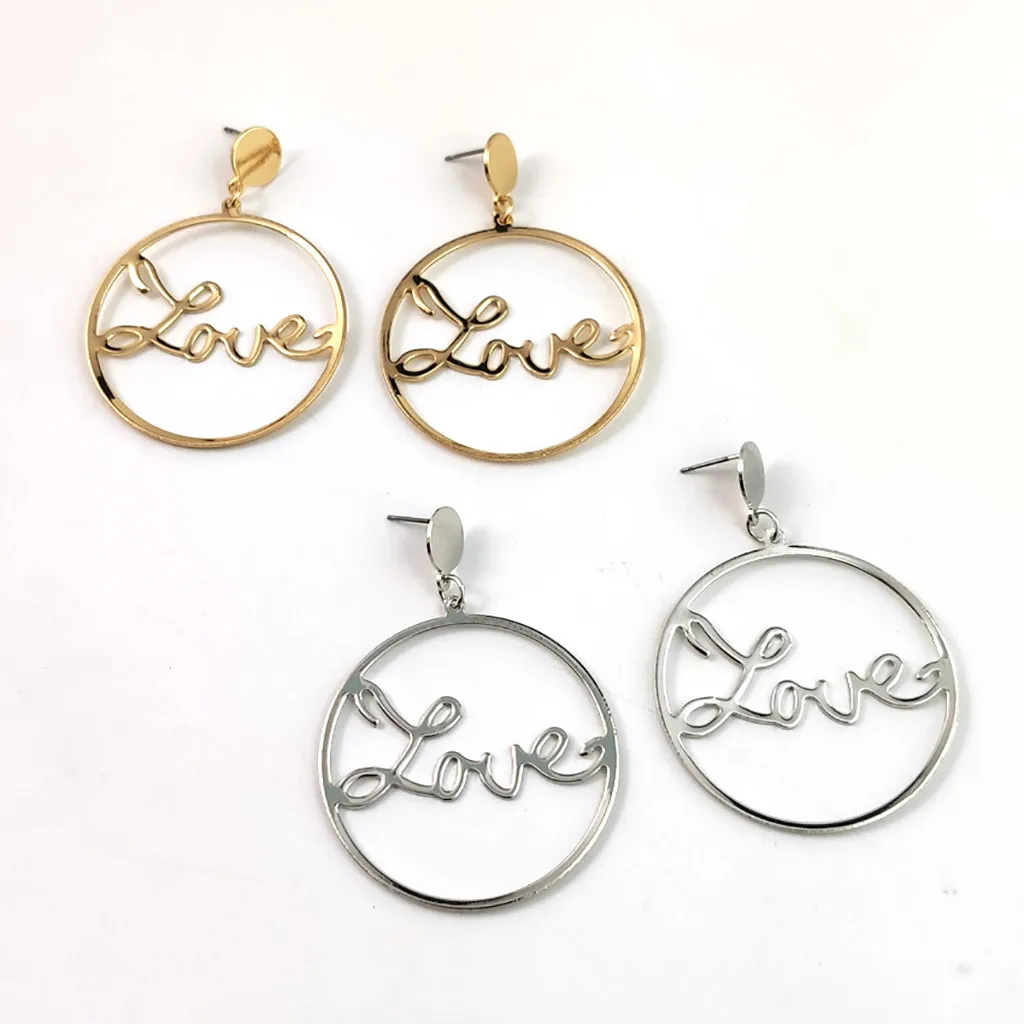 Женские стильные серьги в стиле бохо Золотые с надписью LOVE Boucle D'oreille Femme новинка