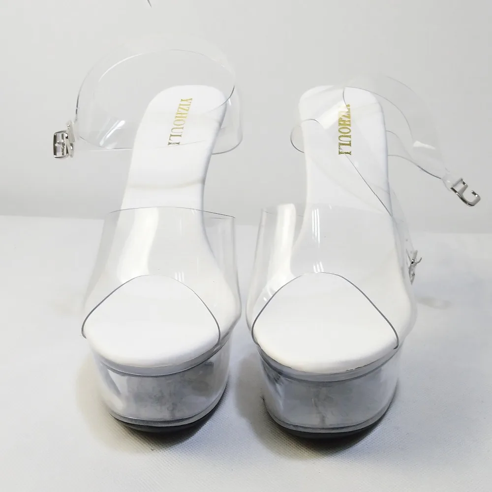 Transparent evanescent hues with 15cm Crystal shoes appeal Super high heels party women's shoes