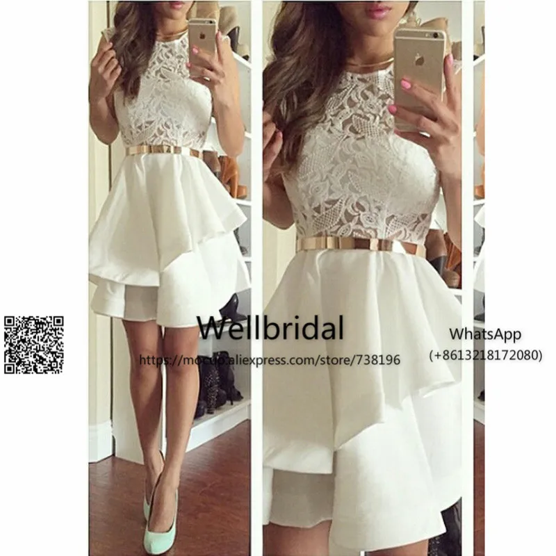 2017 Элегантные платья для выпускного бала кружевное Золотое Платье с ремнем белое