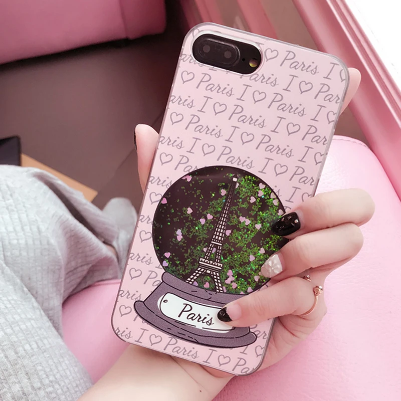 Kerzzil Bling Блеск динамический Башня Чехол для iPhone X 10 потока жидкости блестки 7 8 6 6s