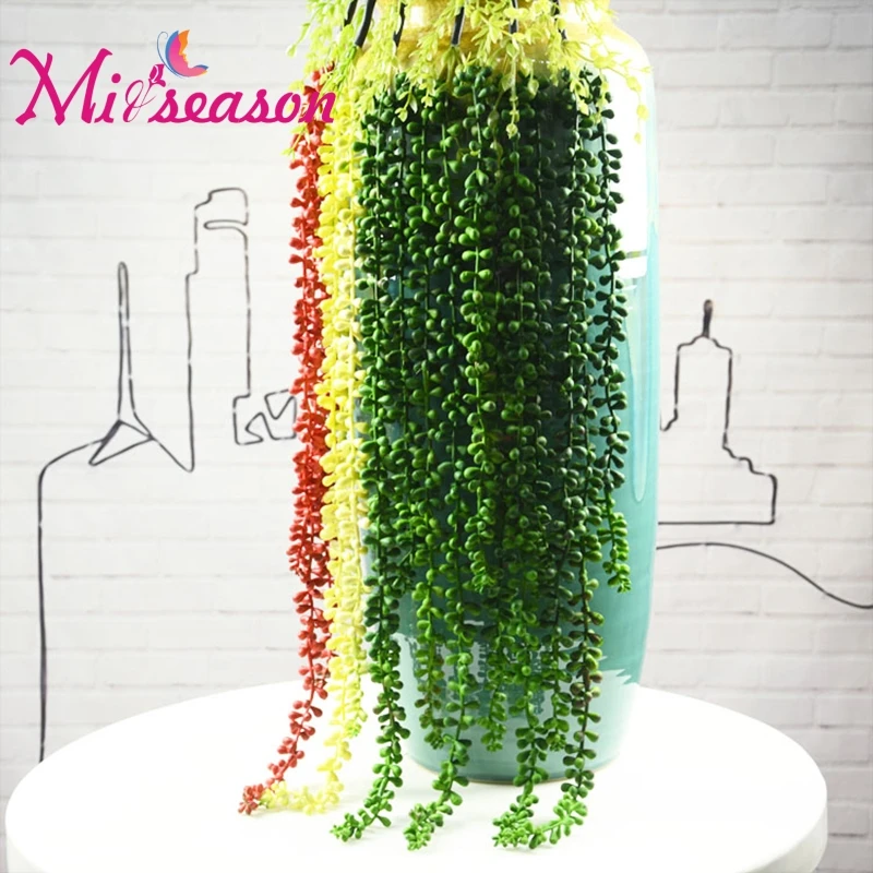 

Artificial Succulents Pearls Fleshy Green Vine Flower Hanging Rattan Wall Artificial Flower Lover Tears succulent plants
