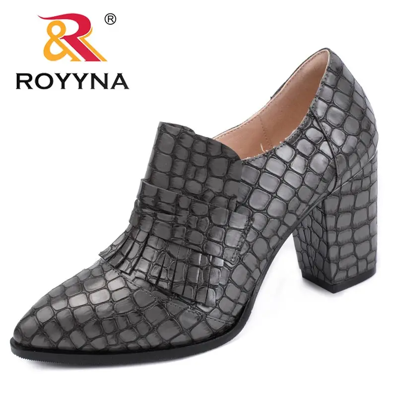GRAY ROYYNA/Новинка; женские туфли-лодочки В Выдержанном стиле; женские модельные туфли из синтетического материала; женские свадебные туфли без застежки; Удобный светильник; Быстрая - Цвет: GRAY