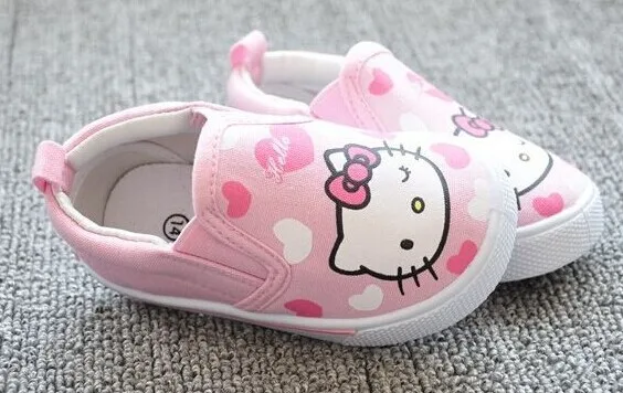 Модные Розовые hello kitty Любовь модель подходит 1-4 года Холст Дети для маленьких мальчиков и девочек обувь для детей первого walkersP834
