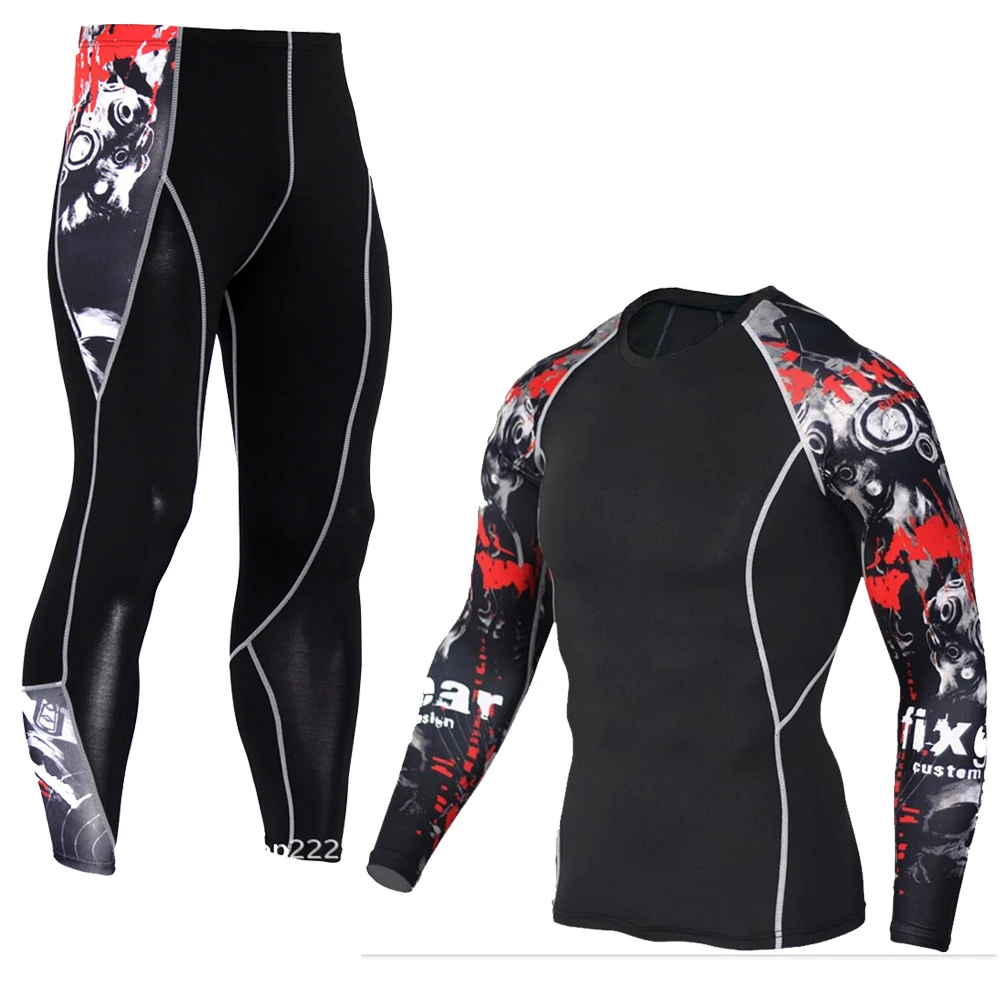 2 шт./компл. длинная футболка + брюки Мужская утренняя Беговая тренировка