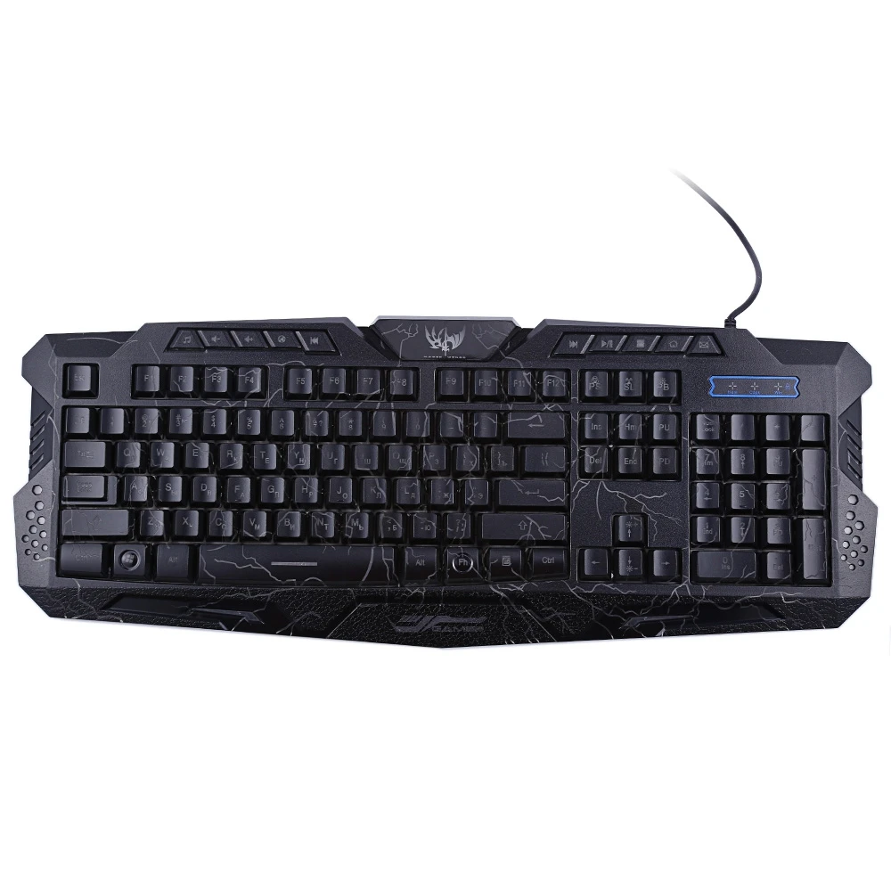 M200 двуязычный Русский Английский LED Подсветка Pro Gaming Keyboard USB проводной питание
