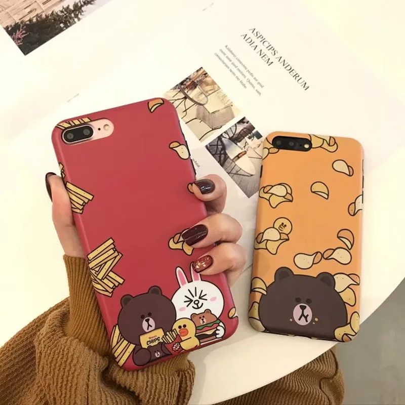 TIZQK Cartoon Pattern Anti-knock Phone Case For iphone 6 6s 7 8 Plus X Back Cover Smooth Soft IMD Fitted Cases |