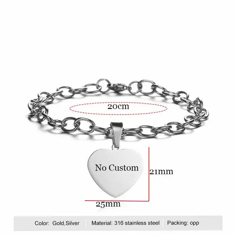 Браслет на заказ с выгравированным именем и датой Pulseira, нержавеющая сталь, персонализированная табличка, фото, браслет для женщин, ID, лучший друг, подарок