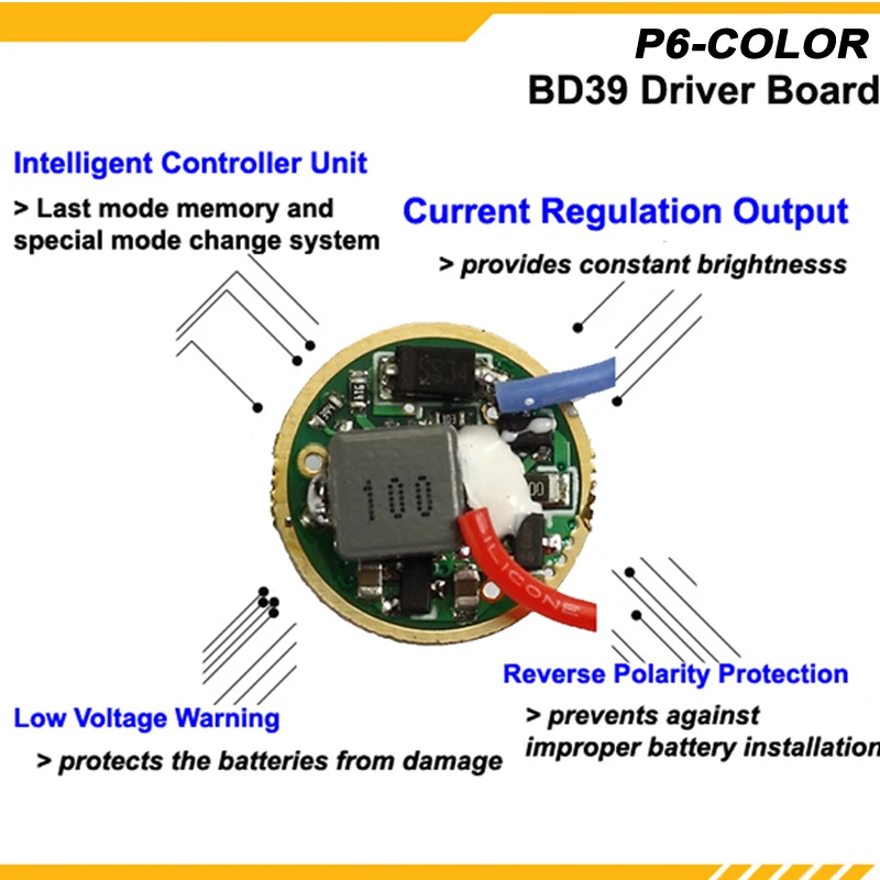 KDLITKER P6 COLOR XP E2 Green 530nm 280 люмен 3V 9V 1 Mode OP P60 Drop in (Dia. 26 5 мм)|Фонарики и осветительные