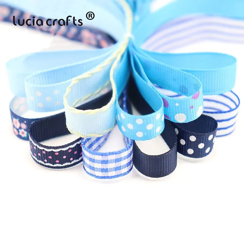 Lucia crafts мульти смешанные печатные корсажные атласные ленты DIY Швейные банты для волос подарочная упаковка Рождественский ленточный аксессуар S0101