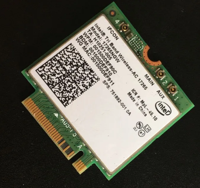 Беспроводная карта адаптера для Intel Tri Band AC 17265 17265ngw 802.11ad ac 4 7 Гбит/с 867 Мбит/с NGFF M2 Dual