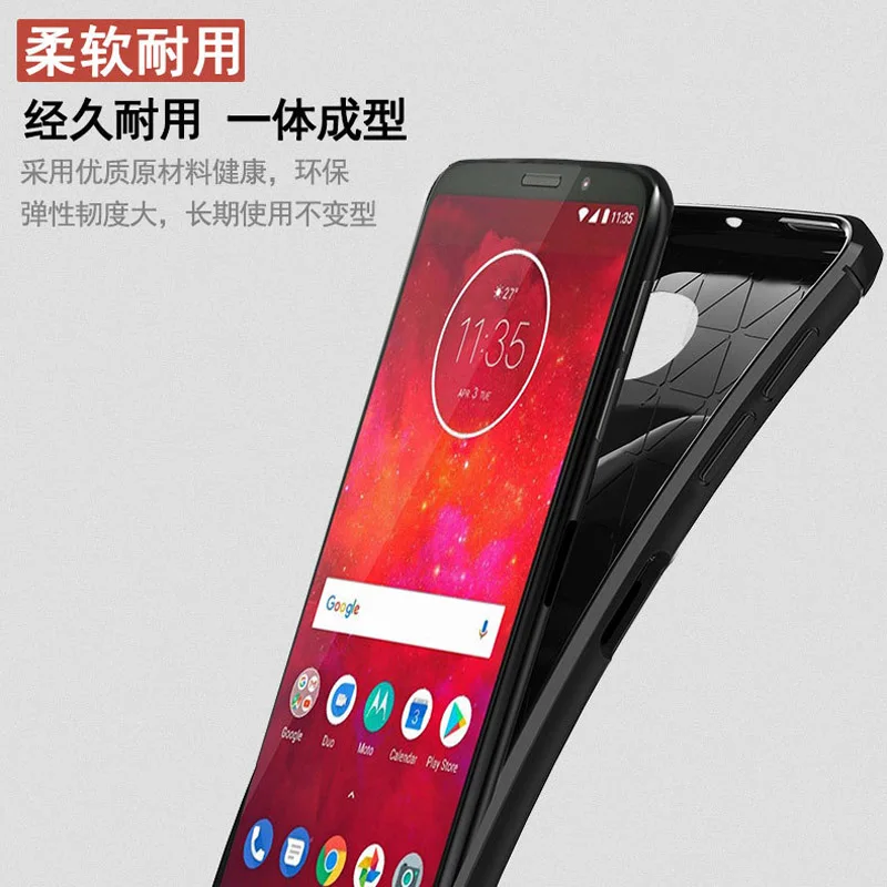 Чехол для Moto Z3 Play чехол из ТПУ углеродного волокна в стиле строительный Z3|Бамперы|