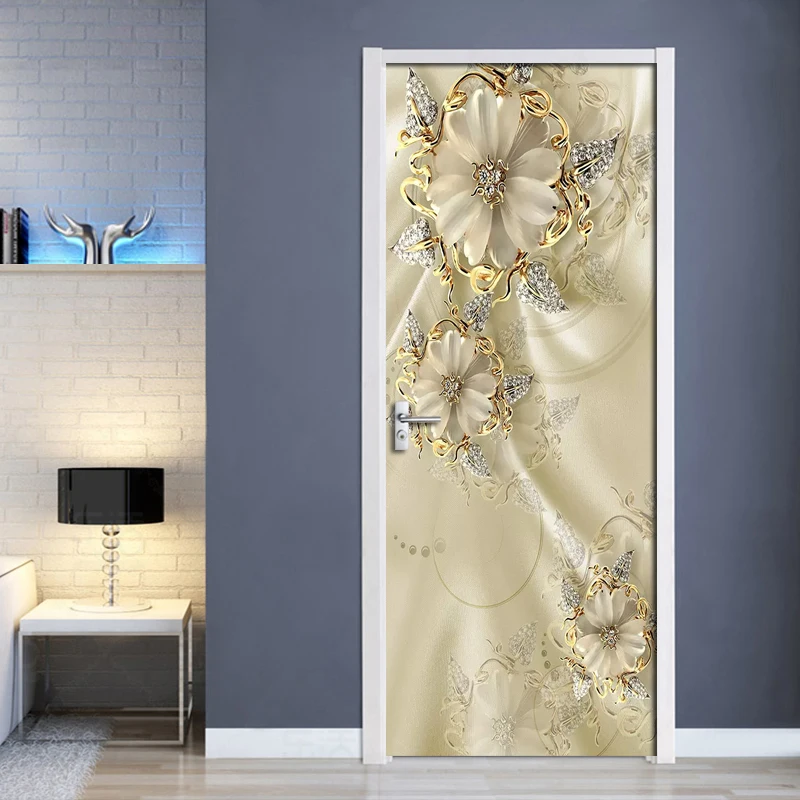 3D креативный цветок самоклеящиеся наклейки из ПВХ для съемной двери Настенные