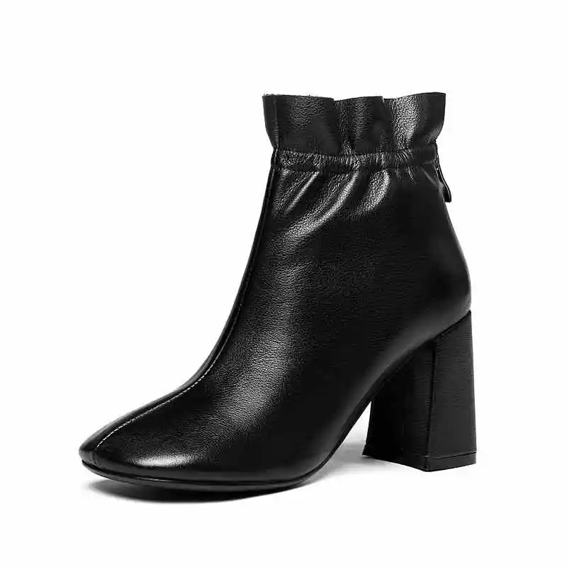 black 8cm Krazing pot/ботильоны из натуральной кожи с круглым носком на шнуровке с оборками; Брендовая женская обувь; повседневные ботильоны-гладиаторы размера плюс; L07 - Цвет: black 8cm
