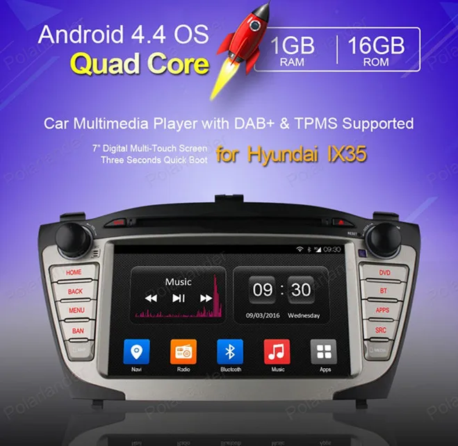 Android 4 автомобильный dvd 1024*600 для hyundai iX35 Tucson 2009 2015 четырехъядерный gps navi с радио BT 16G
