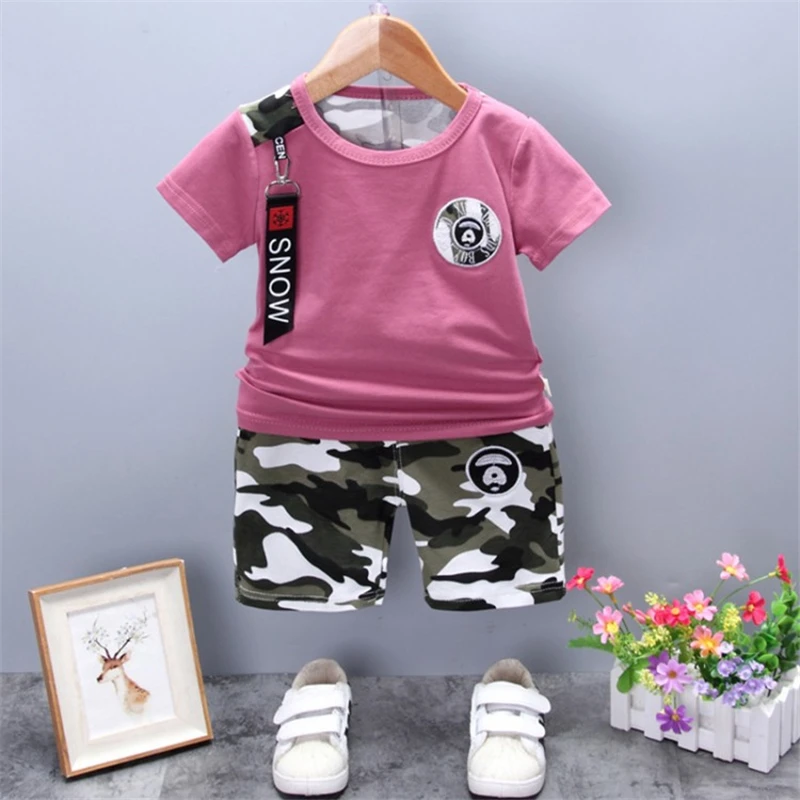 Новый костюм для маленьких мальчиков футболка с коротким рукавом + штаны летний