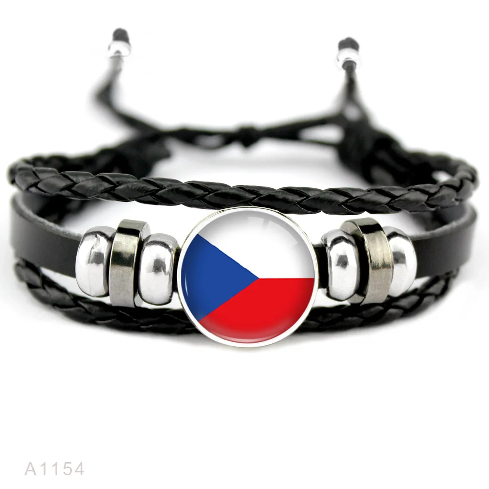 A1154 Кожаный мужской браслет для женщин, Португалия, Швейцария, Швеция, Таиланд - Окраска металла: A1154