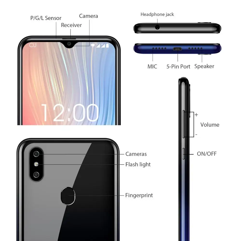 OUKITEL C15 Pro + 2 4G/5G WiFi 4G LTE Смартфон Android 9 0 MT6761 отпечаток пальца Лицо ID капли воды экран