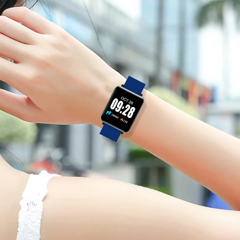 Квадратный Спорт Смарт часы Для женщин Дамы для Android IOS Smartwatch женские Фитнес