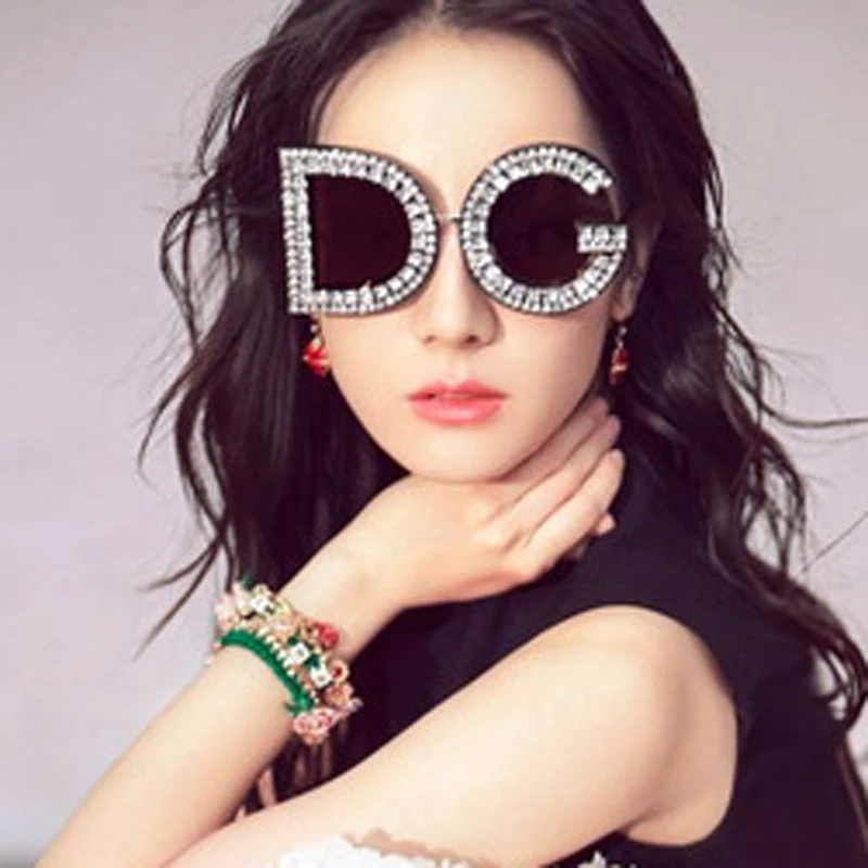 2018 Новый Для женщин квадратный Стразы Солнцезащитные очки Кристалл Дизайн