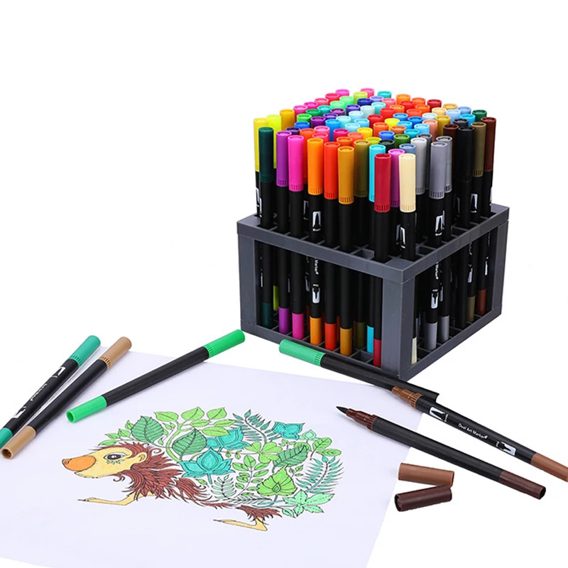 12/18/24/36/48/72/100 Colors Dual Brush Art Markers Pen Fine Tip and Brush Tip Pens for Journals Coloring Books Calligraphy