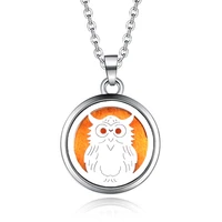 owl shape stainless steel aroma box pendant necklace magnetic aromatherapy essential oil diffuser box locket pendant jewelry