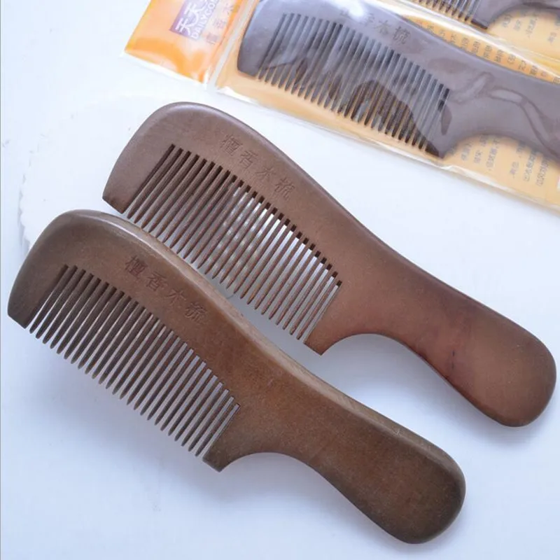 

2pcs Natural Sandalwood Combs cepillo de pelo hairbrush Fine Tooth No-static Massage Hair Brush Health Wooden Comb long handle