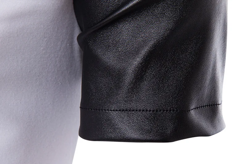 Удлиненная Мужская футболка 2017 из искусственной кожи с короткими рукавами