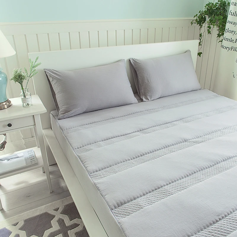 Серый мыть стеганого хлопка 3 шт. простыня набор Водонепроницаемый Простыня из