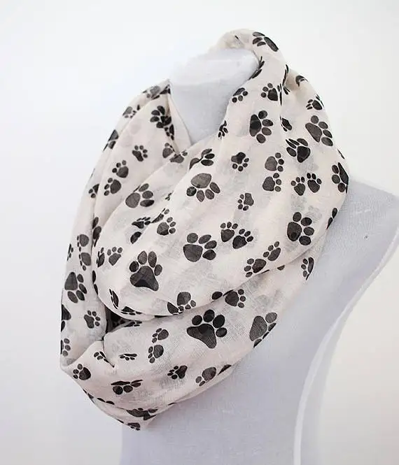 

Dog Paw Infinity Scarf loop scarf winter scarf Christmas gift