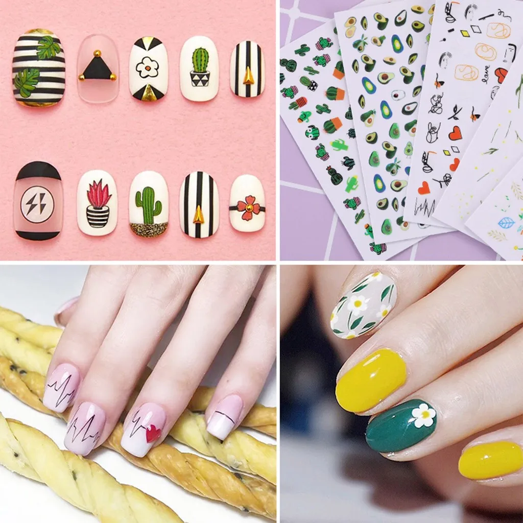 Full Beauty Summer 12 Designs Nail Water Sticker Set Fruit Lemon Slider Art Transfer Decal Colorful Charm Decor LD | Красота и