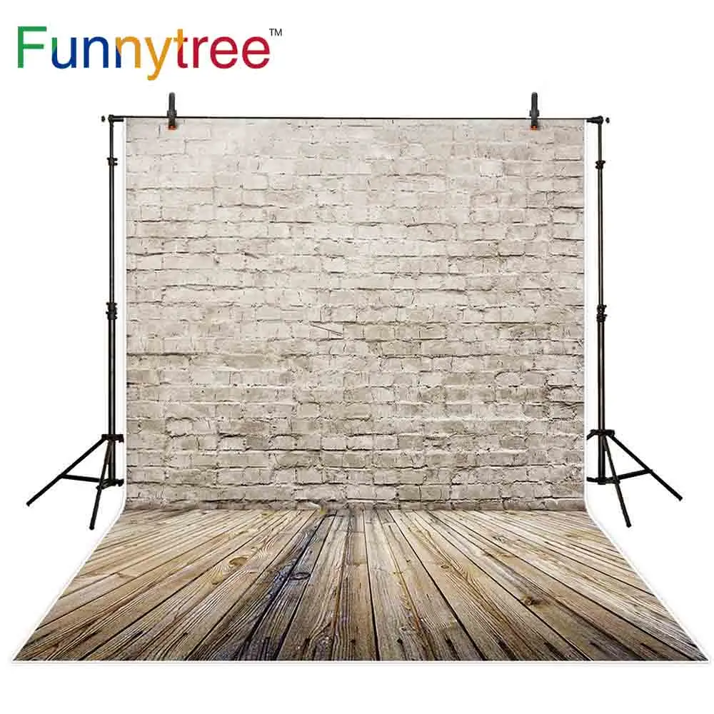 

Funnytree backdrop for photographic studio vintage brick wall old wood floor background photocall photobooth printed prop