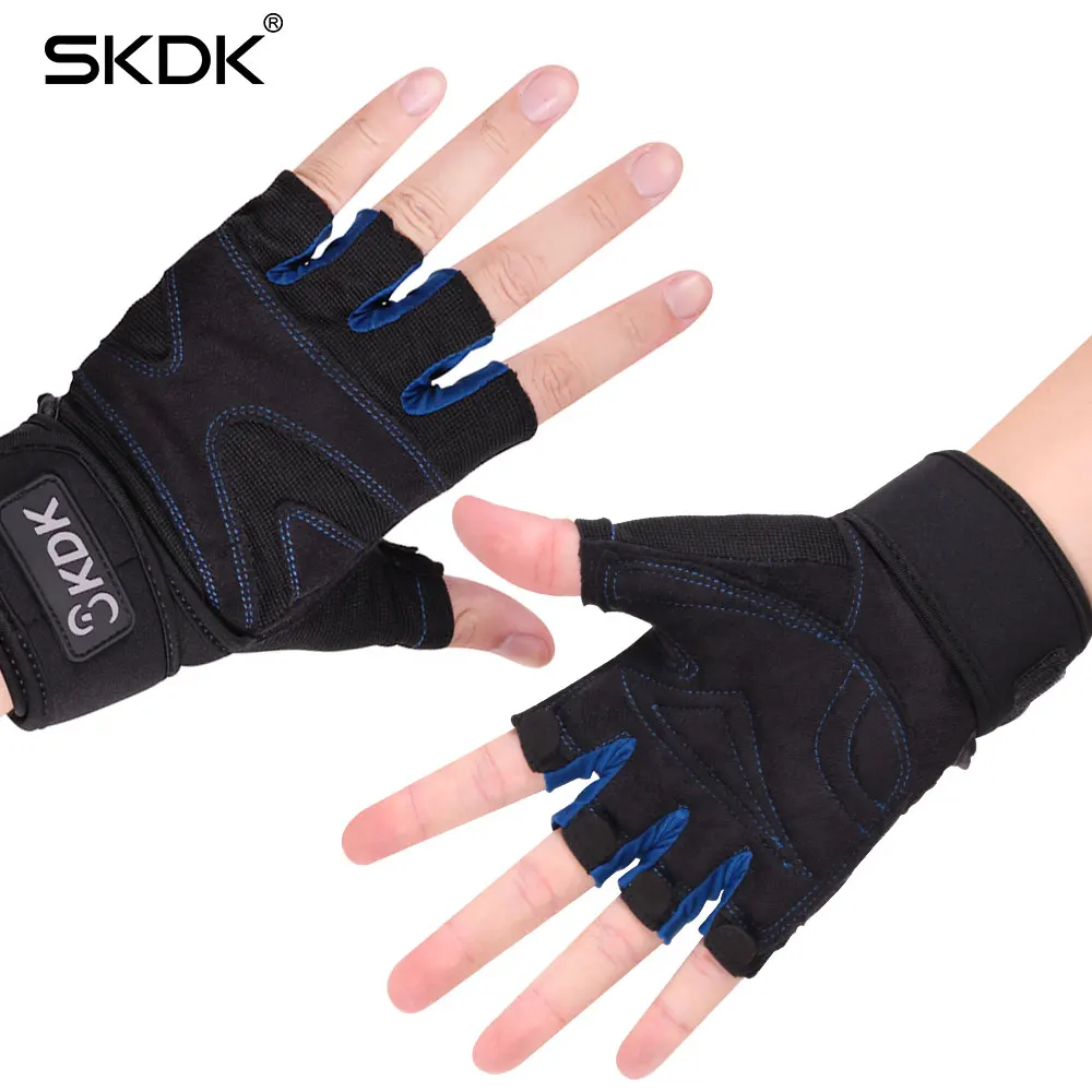 SKDK Перчатки для тренировок в зале Gym Fitness мужские половинчатые женские упражнения с гантелями горизонтальным брусьями защита запястья противоскользящие дышащие