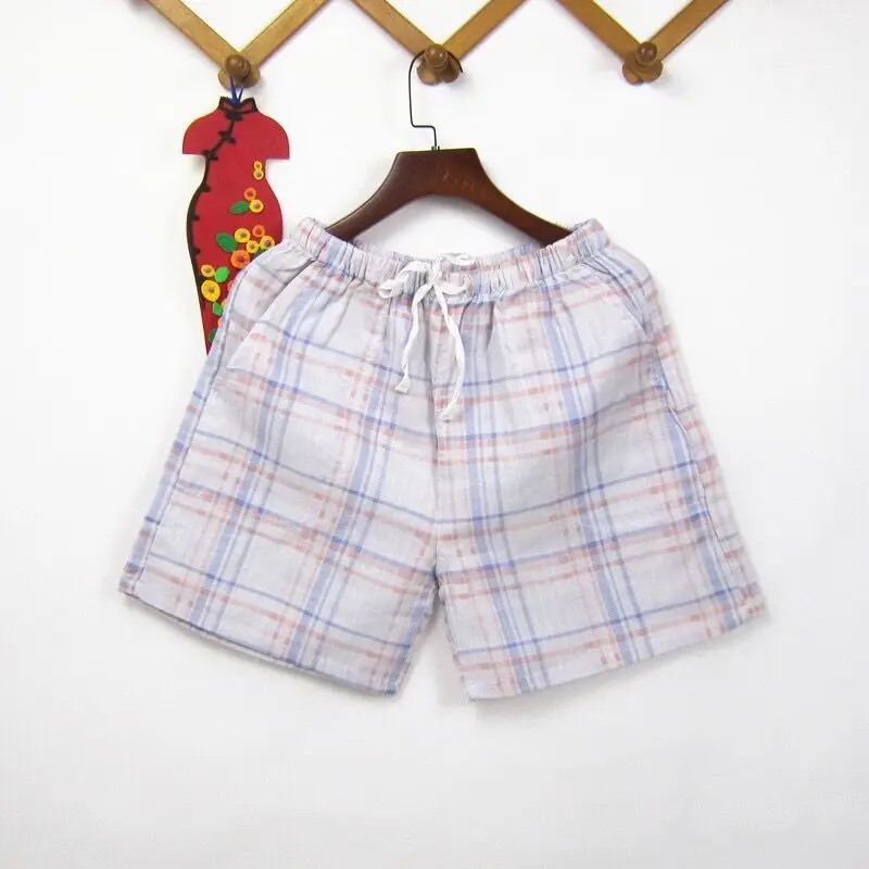 Various Summer Plaid Short Sleep Bottoms Women Men Sleepwear Pants Soft Home Shorts Couple Casual Pajamas Pants Beach Trousers