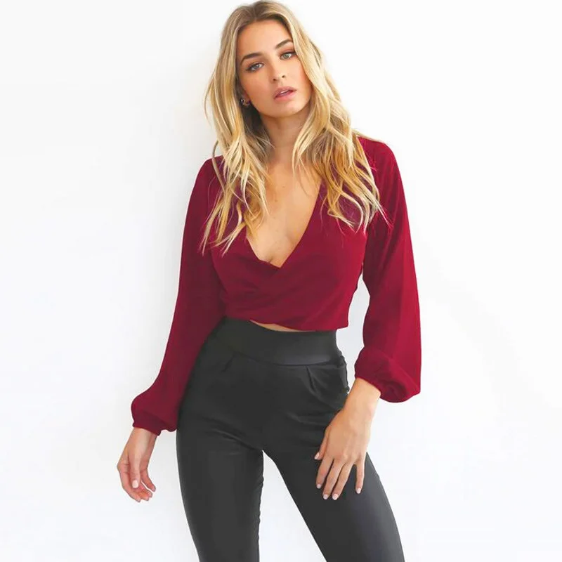 Женская шифоновая блузка рубашка Blusas Femininas 2018 весенне-летние сексуальные Блузы с