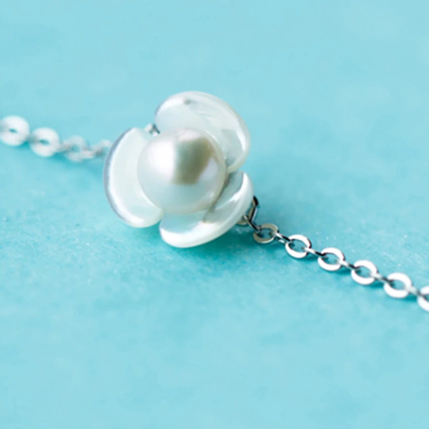 Kinitial Blossoms Flower Bracelet Charm Jewelry Fashion Natural Freshwater Pearl 925 Sterling Silver Bangle for Girl Women Gift | Украшения