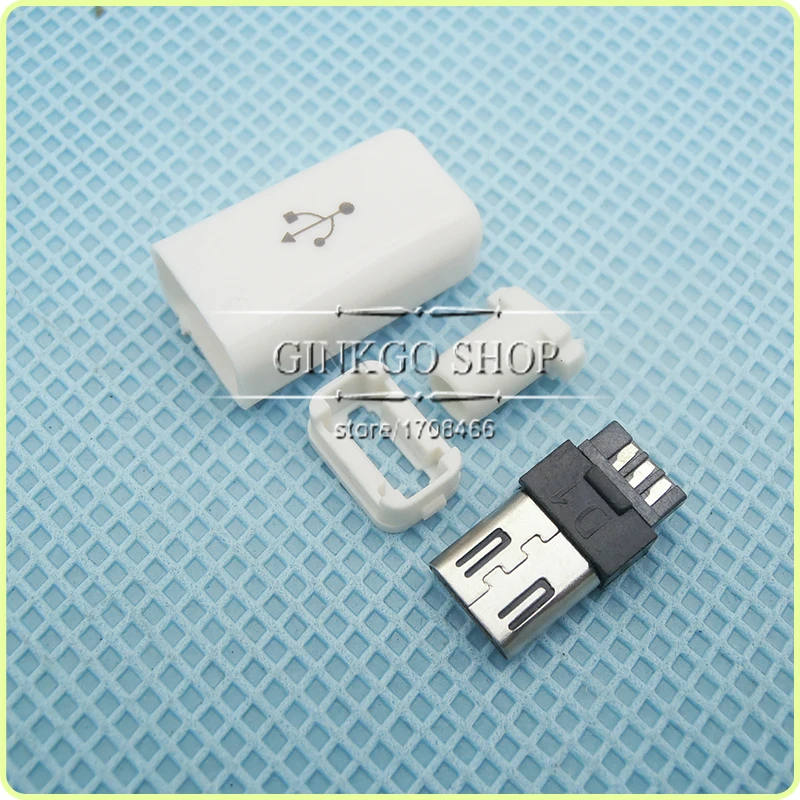 

1000sets/lot 4 in 1 Micro USB Jack Connector Plug Micro USB Connector Tail Charging plug White