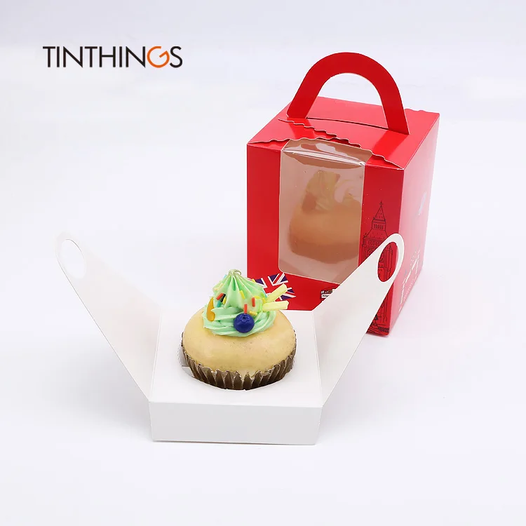 

20PCS Cupcake Boxes Handle Window Kraft Paper Gift Packaging Box Kids Birthday Home Wedding Party Favors Vintage Display Box