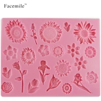 facemile flower silicone mold chocolate cookie candy resin clay craft gum paste mold fondant pastry baking cake decorating tool