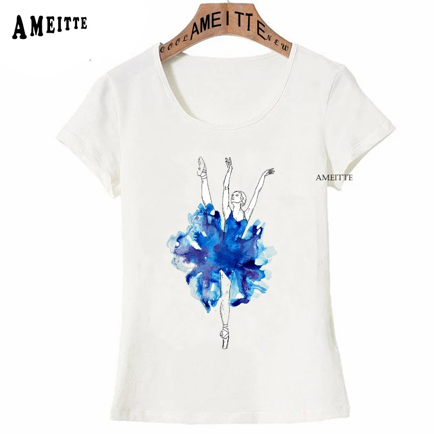 Футболка женская с акварельным принтом модная тенниска для девушек Повседневная
