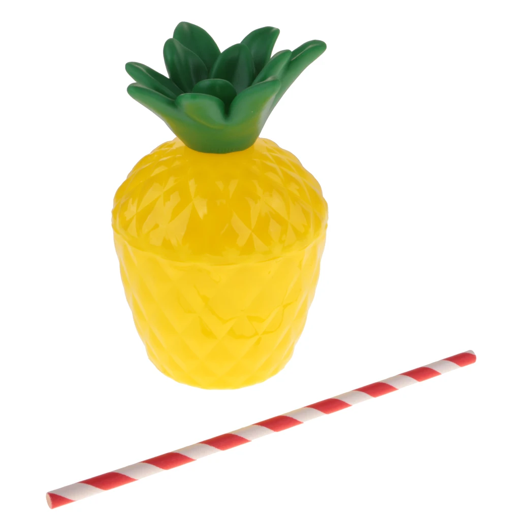 6x Пластик тропический ананас Питьевая чашка & соломы Гавайи Луо украшения для
