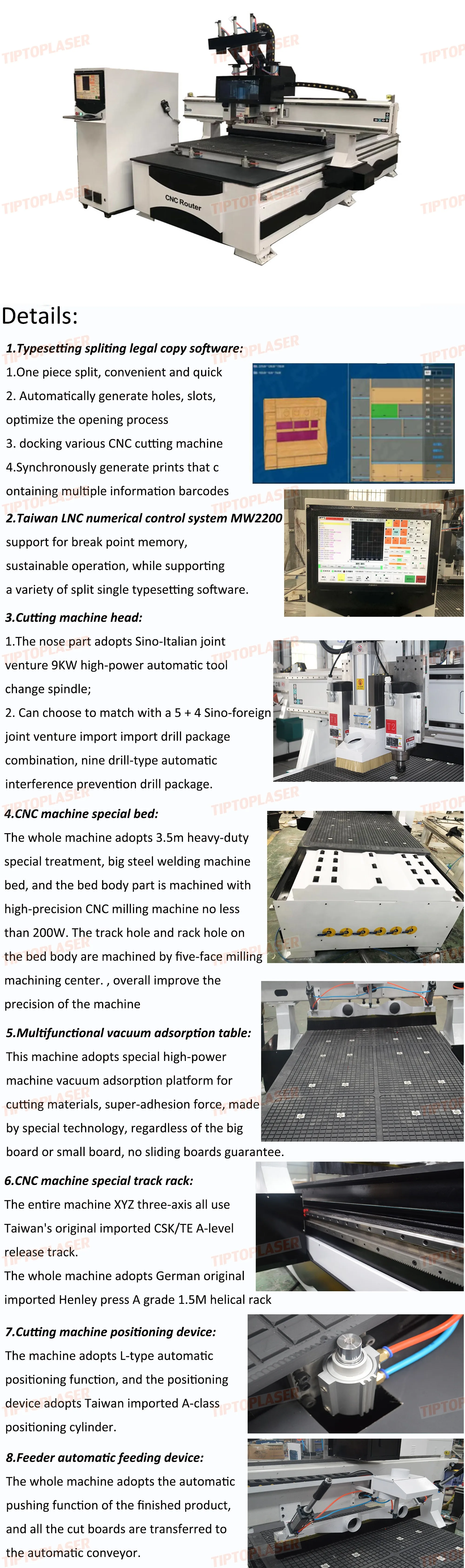 6.0kw* 2 китайский лучший бренд cnc фрезерный станок, деревообрабатывающаая машина с 4* 8ft