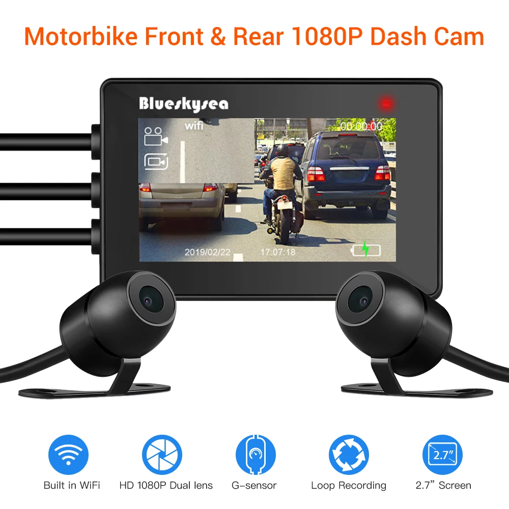 Blueskysea DV527 Wi Fi мотоцикл регистраторы Full HD 1080 p двойной камера 110 угол последняя
