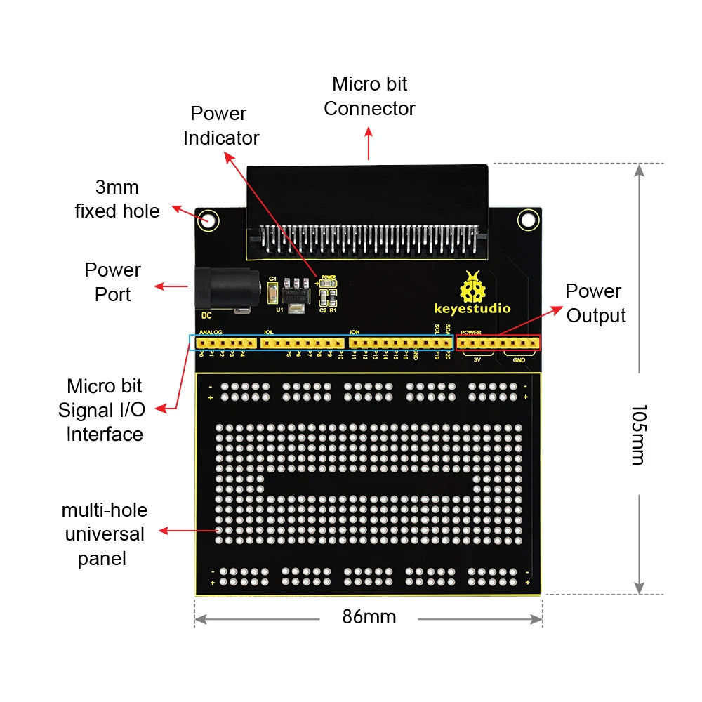 Keyestudio micro bit Прототип Щит коммутационная плата V2 с 400-точечной макетной платой для