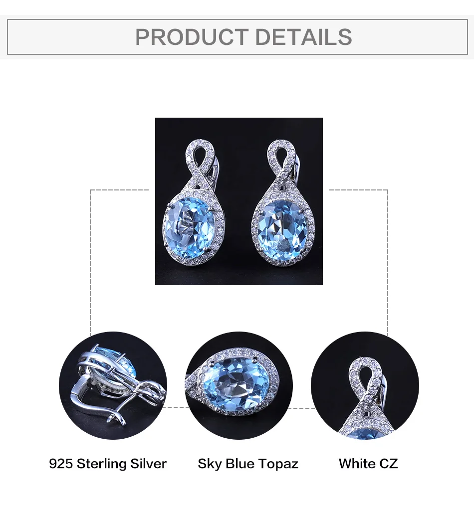 GEM'S BALLET, 9.78Ct, натуральный голубой топаз, серьги, хорошее ювелирное изделие, 925 пробы, серебро, элегантные серьги-гвоздики для женщин, бижутерия