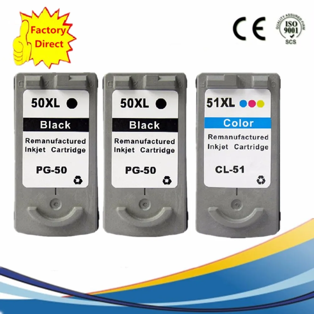 PG-50 PG50 PG 50 CL-51 CL51 CL 51 чернильные картриджи восстановленные Pixma iP2200 ip6220D ip6210D MP150 MP160